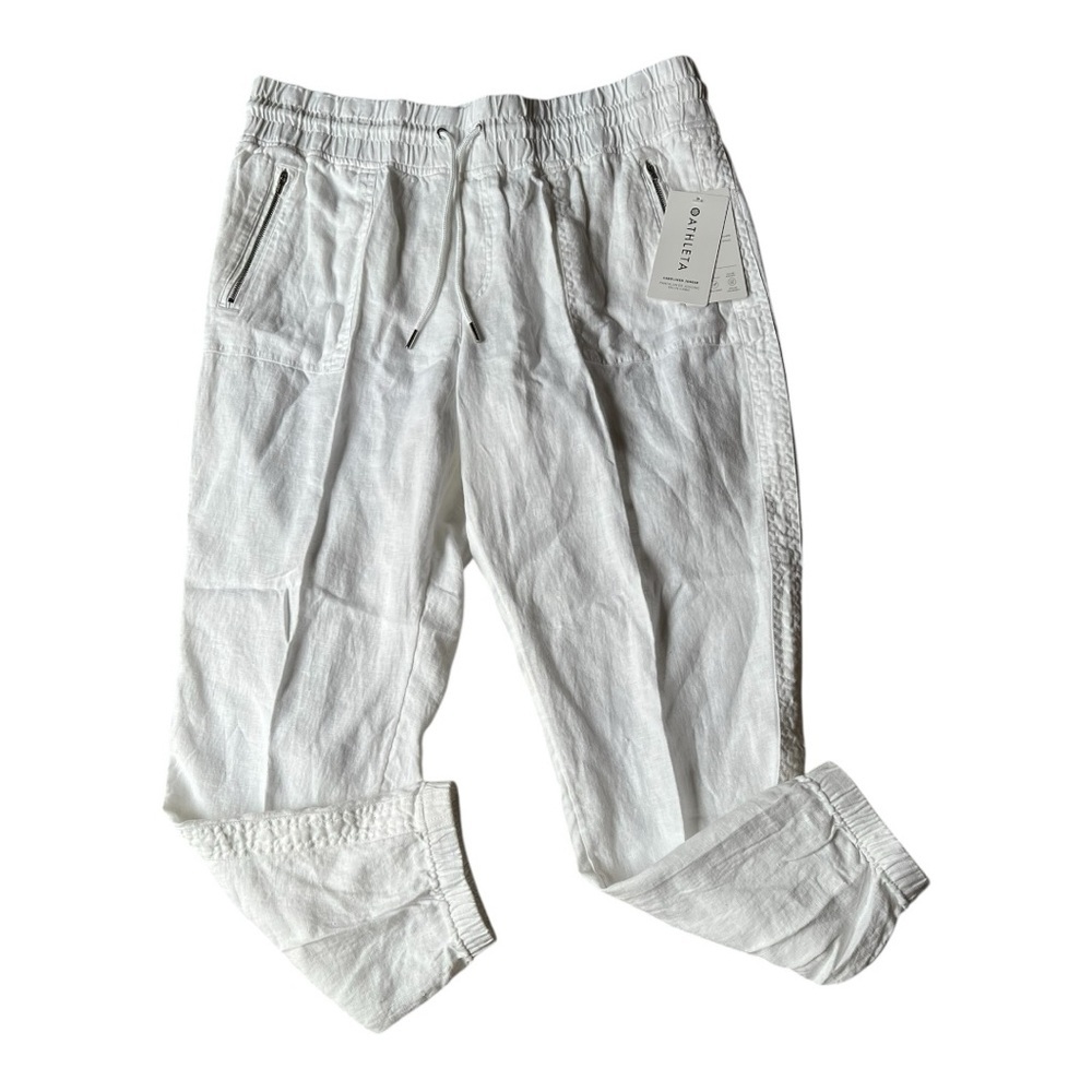 Athleta White Cabo Linen Jogger Track Pants Size 16 - Picture 2 of 13